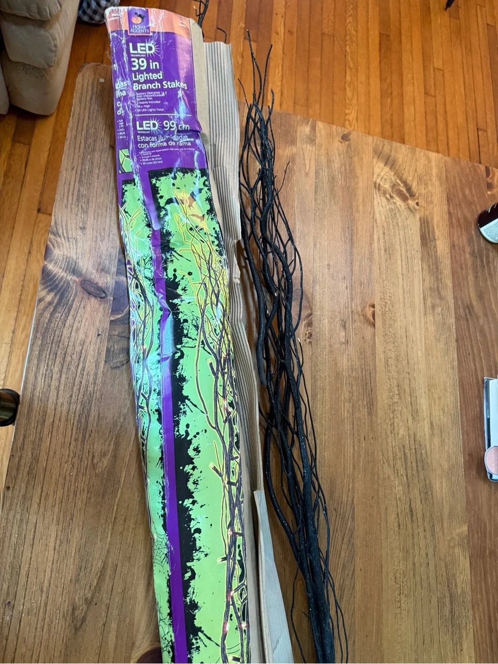 Halloween black sparkly Branch Stakes